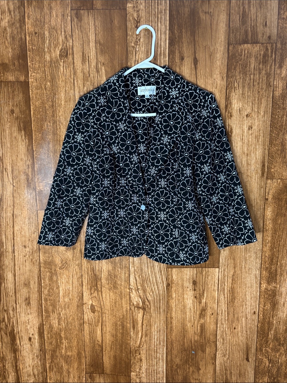 Studio Black and White Floral Blazer